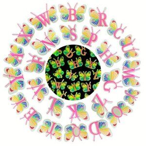 GLOW in the DARK letter BUTTERFLY INITIAL colorful SHOE CHARMS alphabet